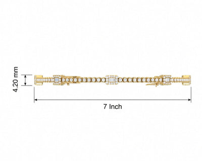 Art Deco Inspired Baguette & Round Diamond Cuff Bracelet