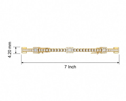 Art Deco Inspired Baguette & Round Diamond Cuff Bracelet