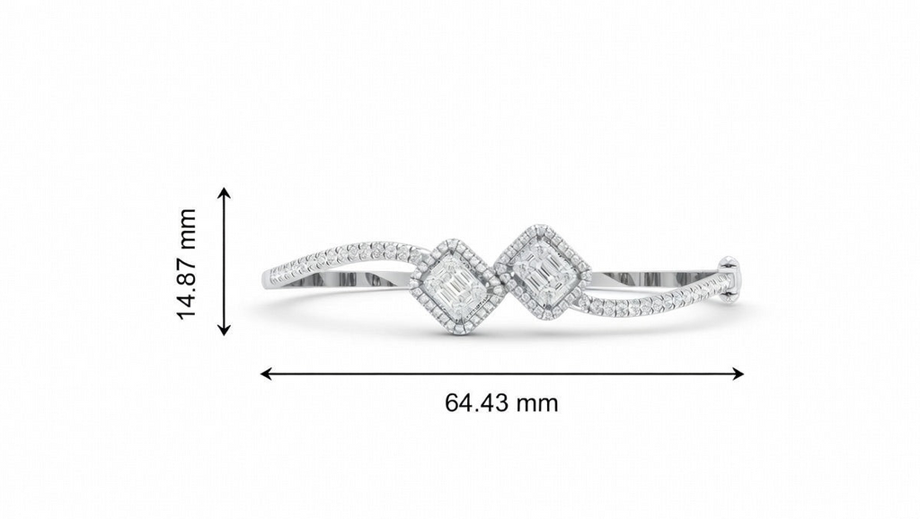 Gold Bangle with Baguette and Round Diamonds