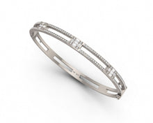 Load image into Gallery viewer, Five Cluster Baguette and Round Diamonds Bangle