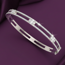 Load image into Gallery viewer, Five Cluster Baguette and Round Diamonds Bangle