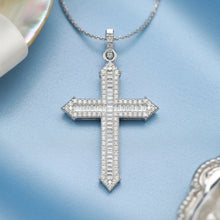 Load image into Gallery viewer, Baguette Round Cross Diamond Elegance