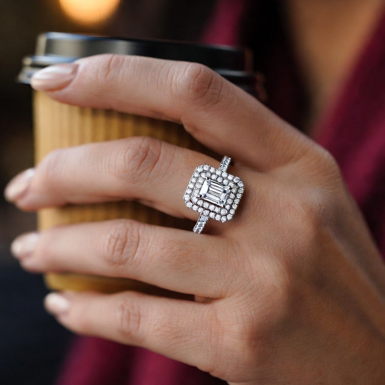 Double Halo Radiant Stone Lab Grown Diamond