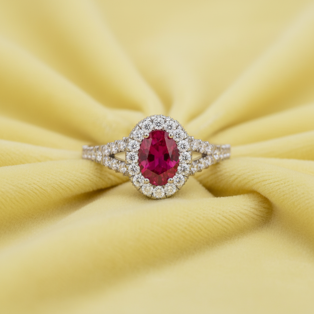 Oval Cut Ruby Brilliant Diamond