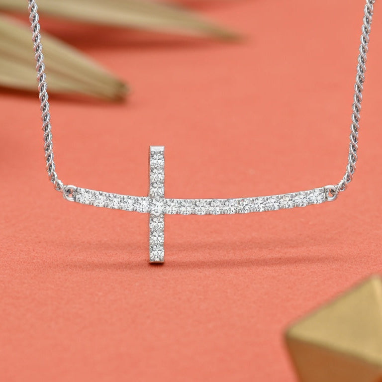 Horizontal Cross Silhouette Encrusted Rotated-Symbol Contemporary