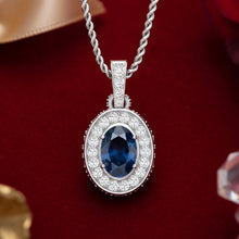 Load image into Gallery viewer, Lustrous Oval Sapphire Diamond Celestial Floating Solitaire