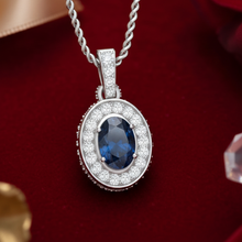 Load image into Gallery viewer, Lustrous Oval Sapphire Diamond Celestial Floating Solitaire