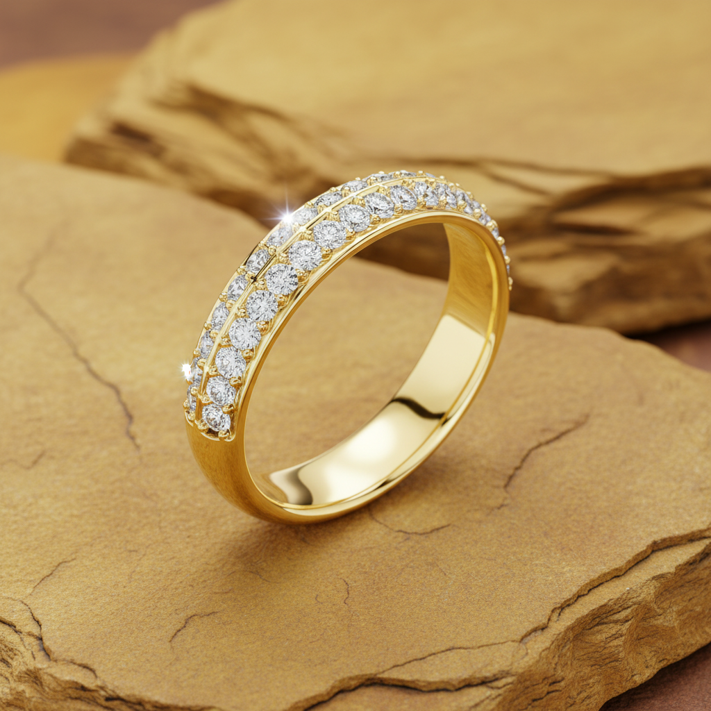 Dual-Row Diamond Parallel Continuous Symmetrical Eternity
