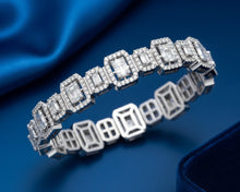 Load image into Gallery viewer, Sparkling Two-Stone Baguette and Round Diamonds Bracelet