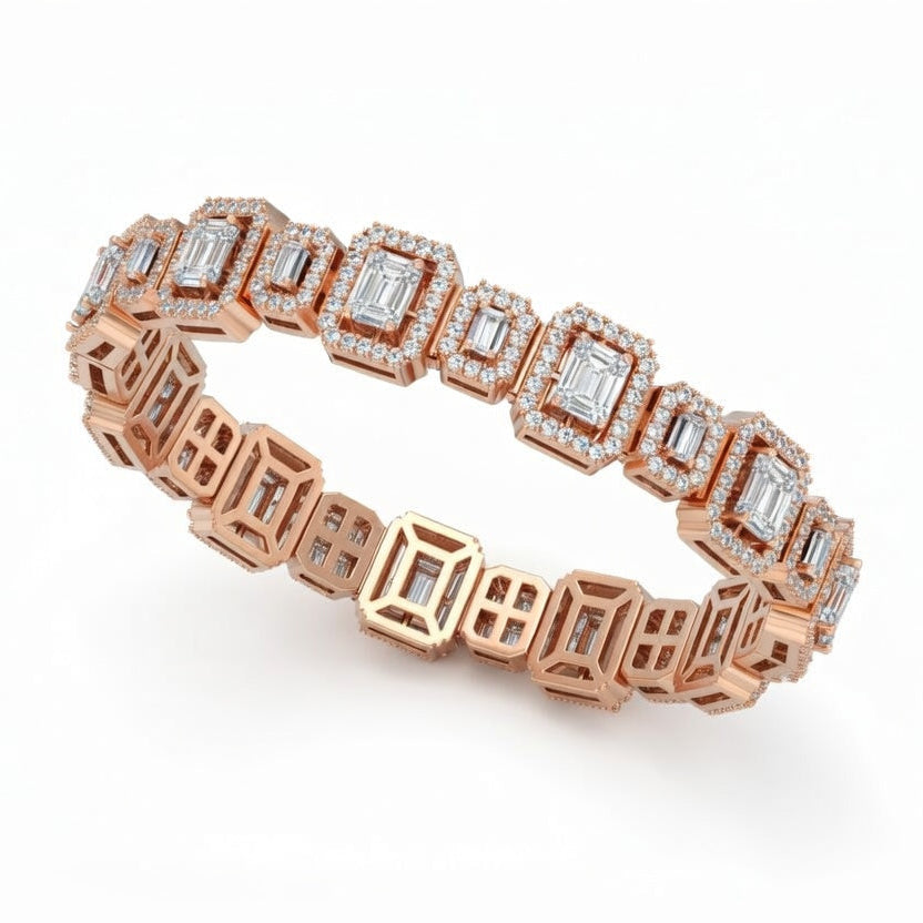 Sparkling Two-Stone Baguette and Round Diamonds Bracelet