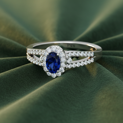 Precious Oval Sapphire Diamond Opulent Band Solitaire