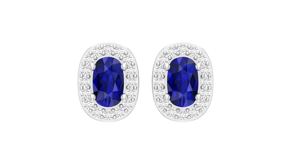 Sapphirine Oval-Silhouette Focal-Stone Diamond Contrast Luminous