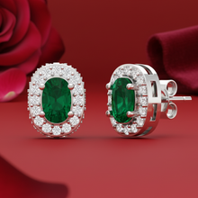Load image into Gallery viewer, Precious Oval Emerald Natural Diamond Forest Halo Solitaire