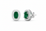 Precious Oval Emerald Natural Diamond Forest Halo Solitaire