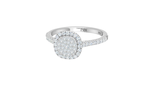 Cushion Shape Double Halo Pavé Shank Ring