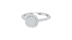Cushion Shape Double Halo Pavé Shank Ring