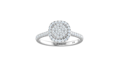 Cushion Shape Double Halo Pavé Shank Ring
