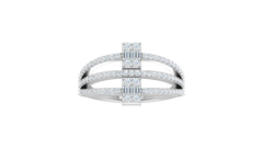 Dual Baguette Cluster Bar Triple Split Shank Ring
