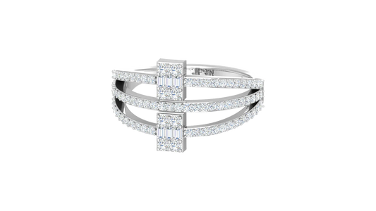 Dual Baguette Cluster Bar Triple Split Shank Ring