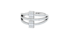 Dual Baguette Cluster Bar Triple Split Shank Ring