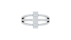 Dual Baguette Cluster Bar Triple Split Shank Ring