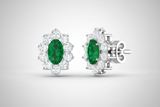 Oval Emerald Natural Diamond Equinox Poised Solitaire