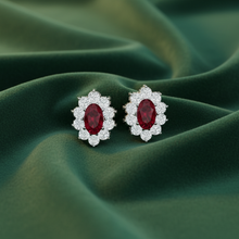 Load image into Gallery viewer, Oval Ruby Gemstone Diamond Symmetrical Accent Crown