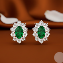 Load image into Gallery viewer, Oval Emerald Natural Diamond Equinox Poised Solitaire