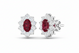 Oval Ruby Gemstone Diamond Symmetrical Accent Crown