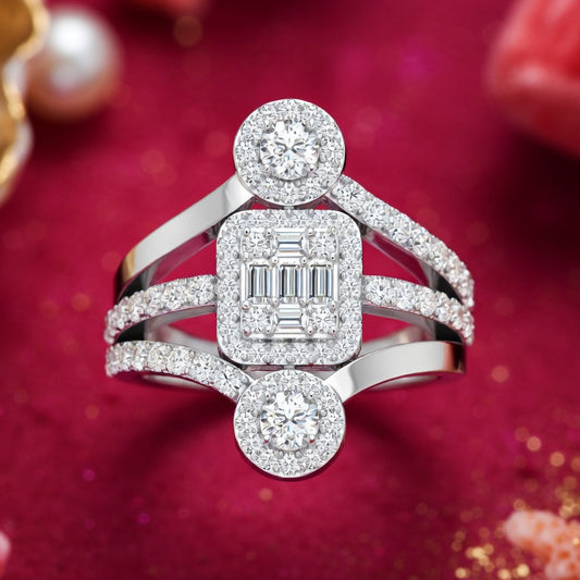 Horizontal Baguette & Round Diamond Cocktail