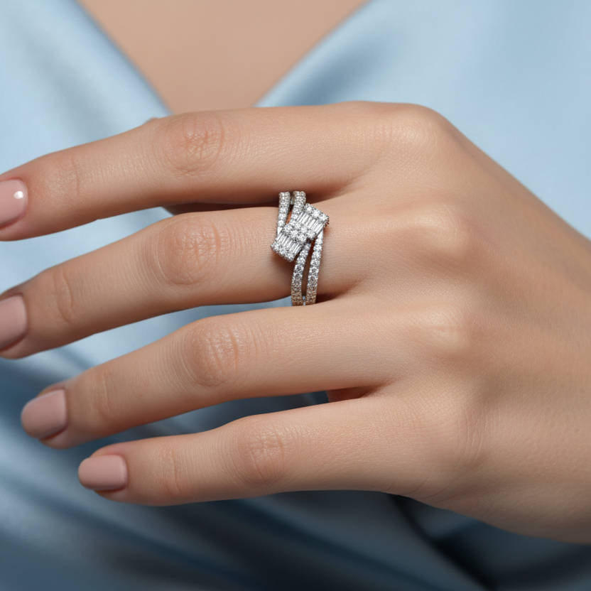 Sparkling Diamond Three Row Fashion