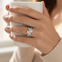 Interlocking Precision Cut Baguette & Brilliant Diamond Cluster