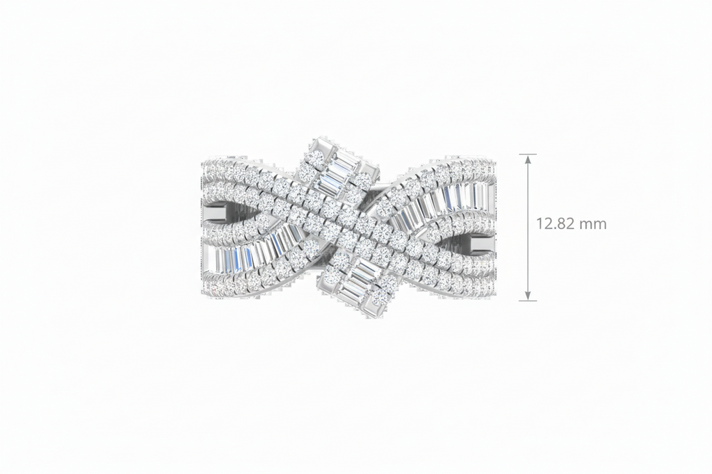 Interlocking Precision Cut Baguette & Brilliant Diamond Cluster