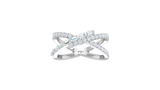 Interlaced Overlapping Baguette & Round Diamond Crossover Twist