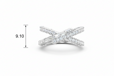 Interlaced Overlapping Baguette & Round Diamond Crossover Twist