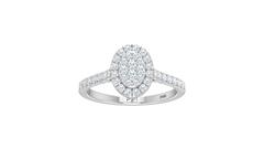 Oval Shape Cluster Halo Pavé Shank Ring