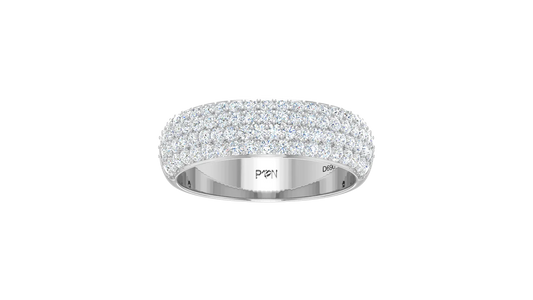 Domed Three Row Diamond Wide Band