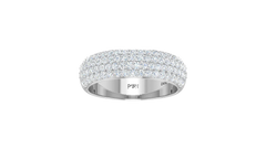 Domed Three Row Diamond Wide Band