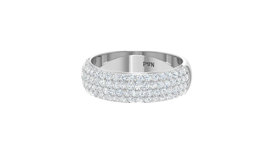 Domed Three Row Diamond Wide Band