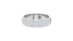 Domed Three Row Diamond Wide Band