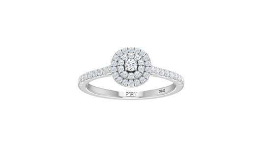 Round Double Round Halo Pavé Diamond Ring