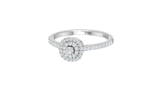 Round Double Round Halo Pavé Diamond Ring