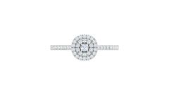 Round Double Round Halo Pavé Diamond Ring
