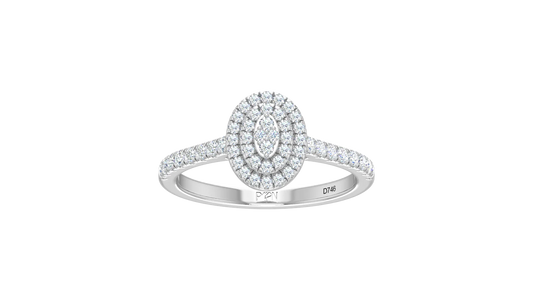Double Oval Halo Cluster Diamond Ring
