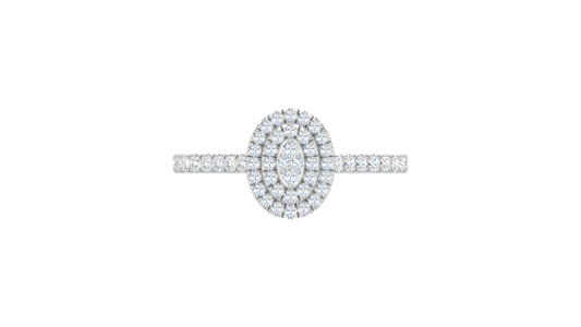 Double Oval Halo Cluster Diamond Ring