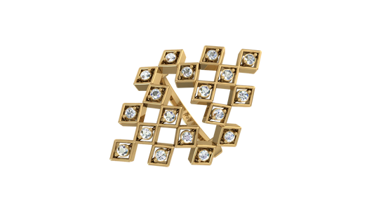 Open Cube Grid Diamond Statement Ring