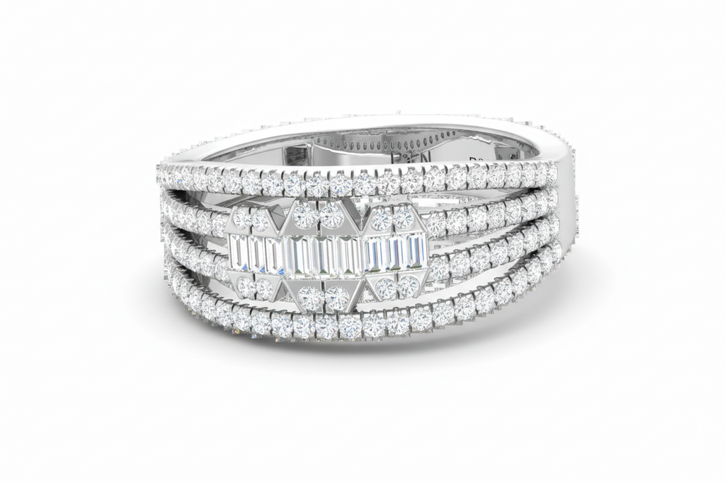 Sweeping Organic Baguette & Brilliant Diamond Curved Overlap