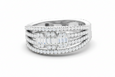 Sweeping Organic Baguette & Brilliant Diamond Curved Overlap