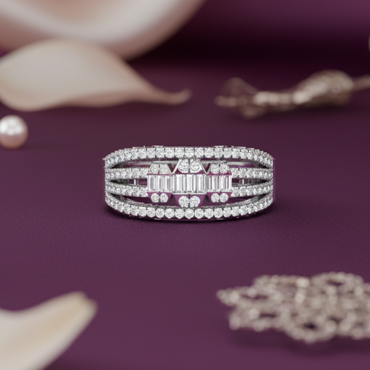 Sweeping Organic Baguette & Brilliant Diamond Curved Overlap