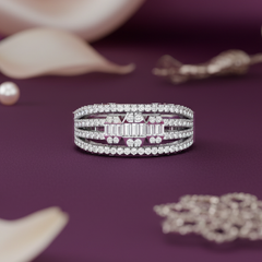 Sweeping Organic Baguette & Brilliant Diamond Curved Overlap